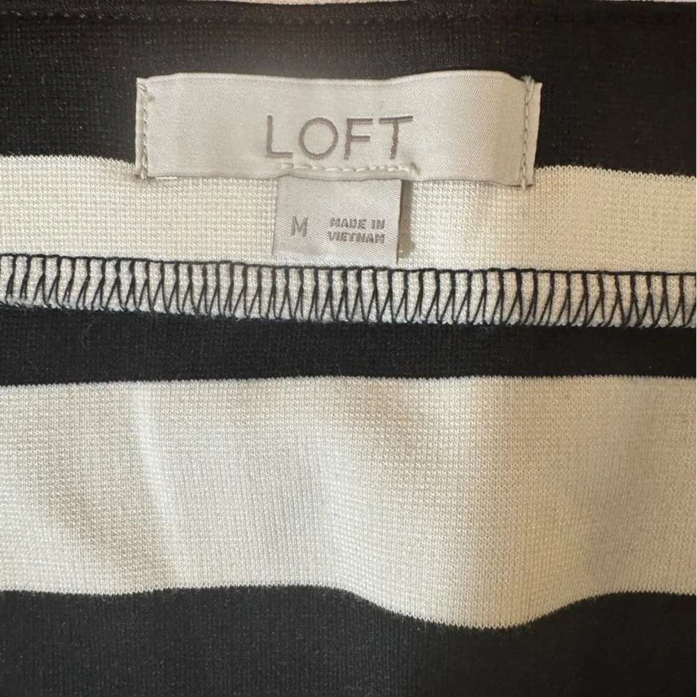 LOFT Black and White Striped Mini Skirt